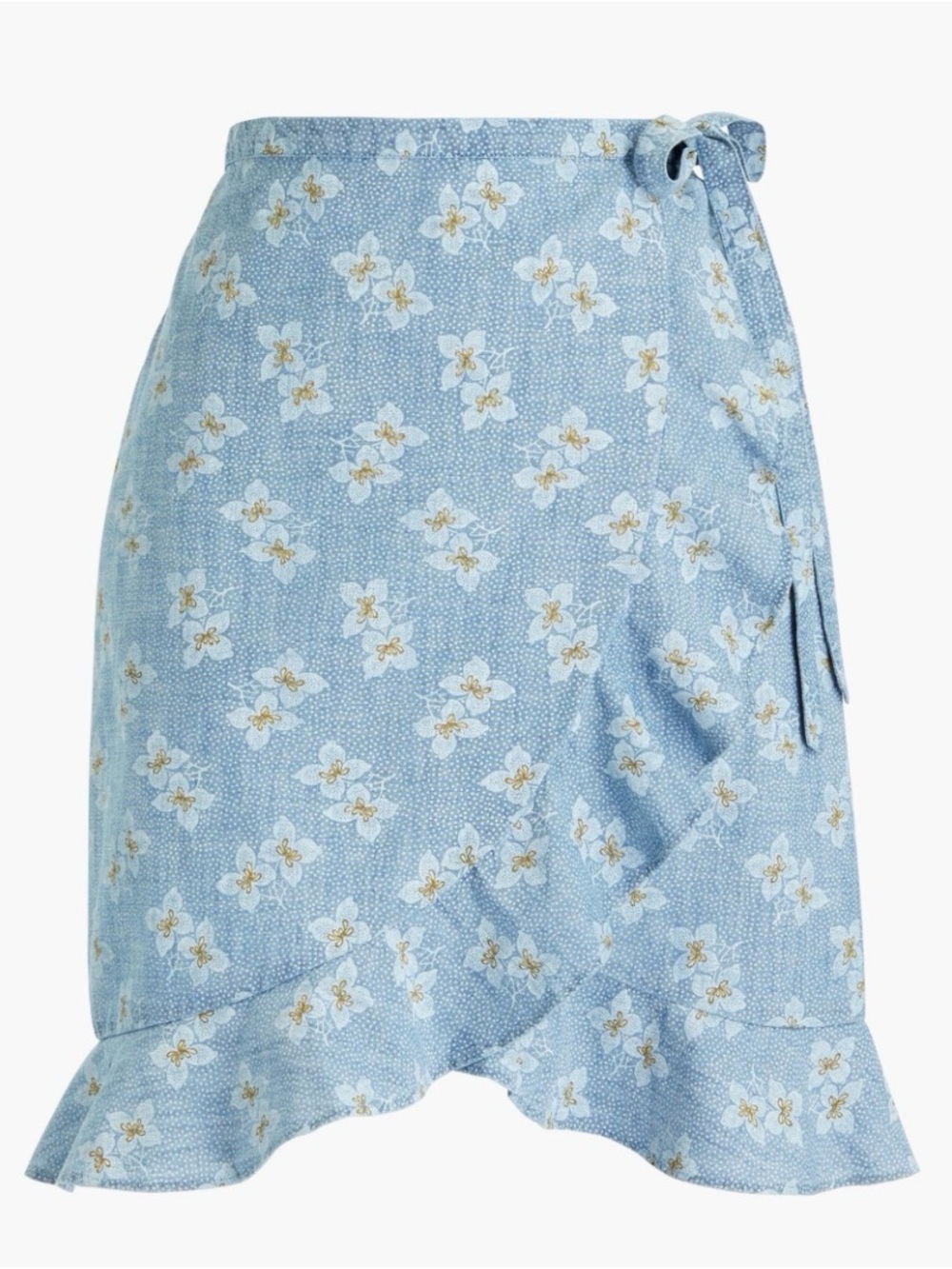 Light Blue Floral Wrap Skirt